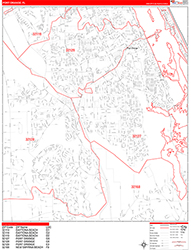 Port Orange Wall Map Zip Code Red Line Style 2026